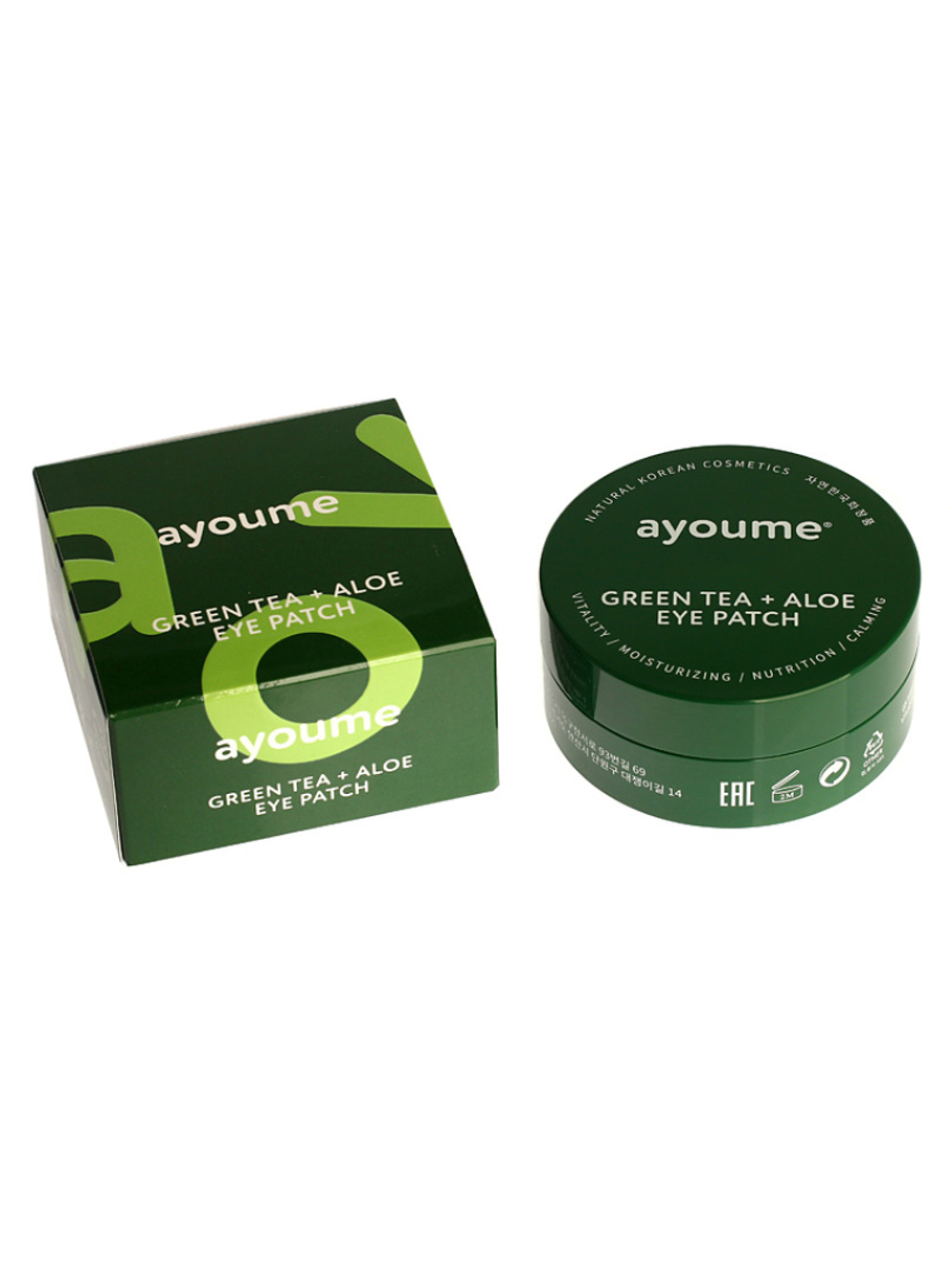 Патчи от отечности с экстрактом зеленого чая и алоэ Ayoume Green Tea+Aloe Eye Patch, 60 шт