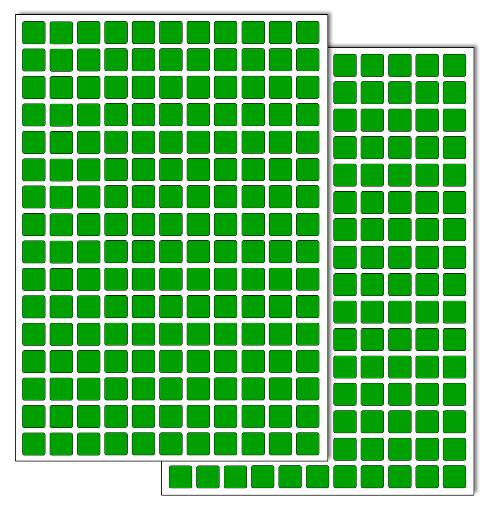 Зеленые виниловые наклейки для маркировки Policomprint М14, 10х10 мм. 352 шт.