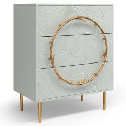Комод Арт Колор leaves Стайл Голд с 3 ящиками Серый дым