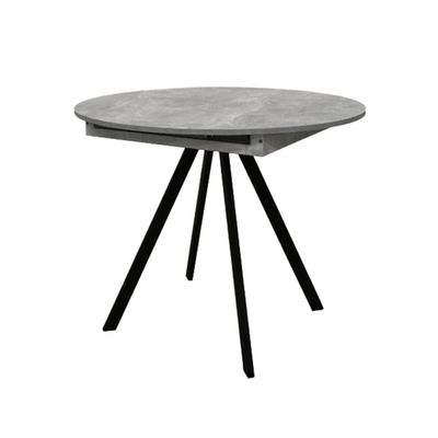 Стол раздвижной ПГ-76 с вкладышем круглый 90(120) (бетонный камень/эмаль черный муар)