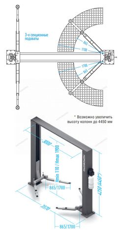 NORDBERG (N4122HM-5B) Подъемник 380V 2х стоечный 5т с верхней синхронизацией (синий)