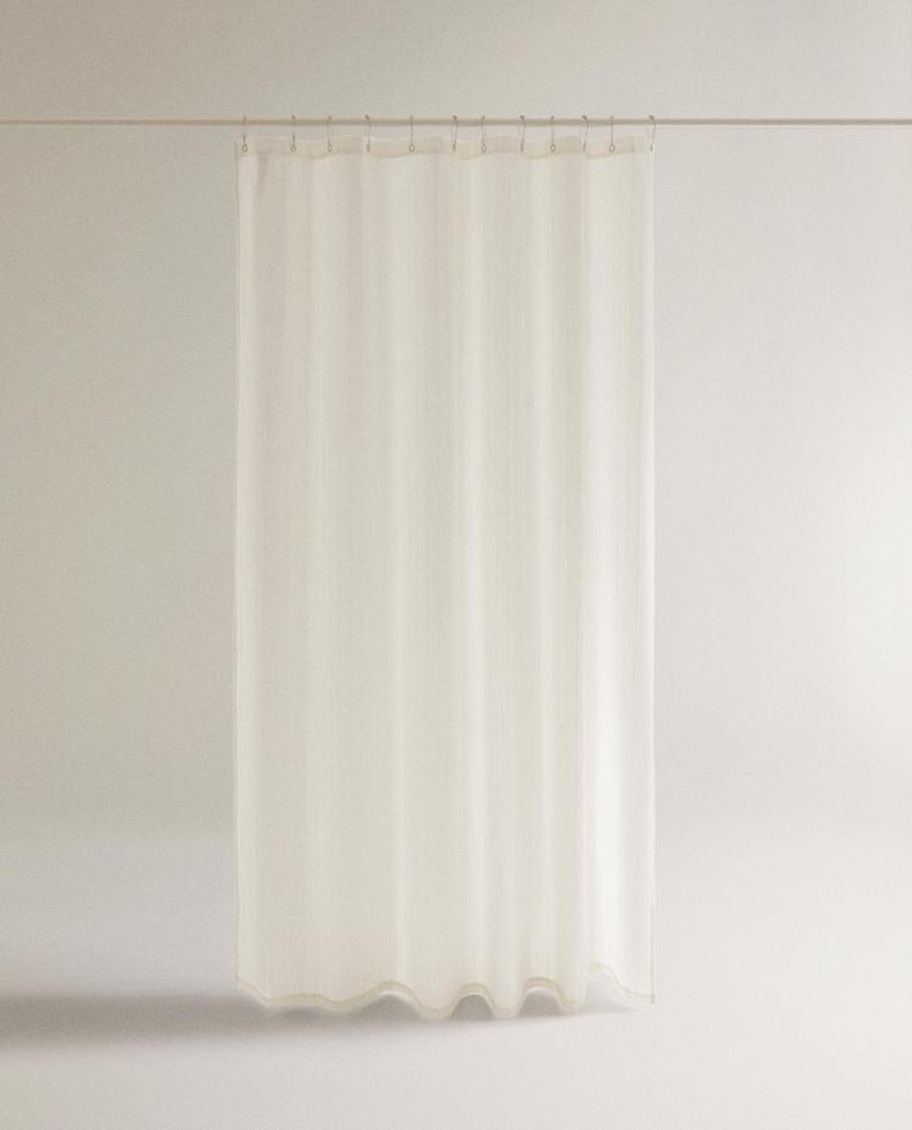 ZARA HOME ЖАККАРДОВАЯ ЛЬНЯНАЯ ШТОРКА ДЛЯ ВАННОЙ, ЦВЕТ СЛОНОВОЙ КОСТИ