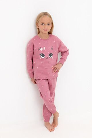 пижама  для девочки  К 1581/пепельная роза,маленькие листья