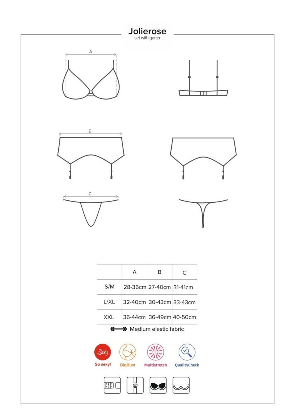 Пикантный кружевной комплект Jolierose с поясом для чулок (Размер: S-M) (Цвет: красный)