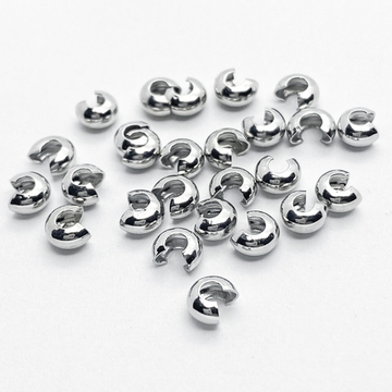 Шапочки для кримпов, цвет серебро (родий), размер 4 мм, цена за 10 шт