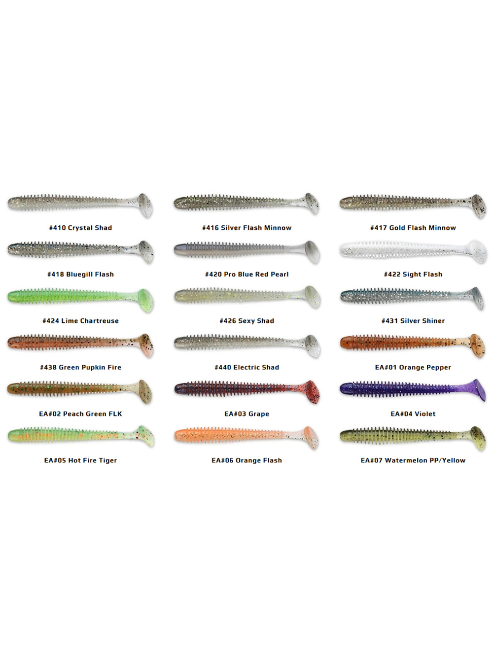 Приманка силиконовая Keitech Swing Impact 4.5" #417 Gold Flash Minnow, 3 упаковки по 6 штук