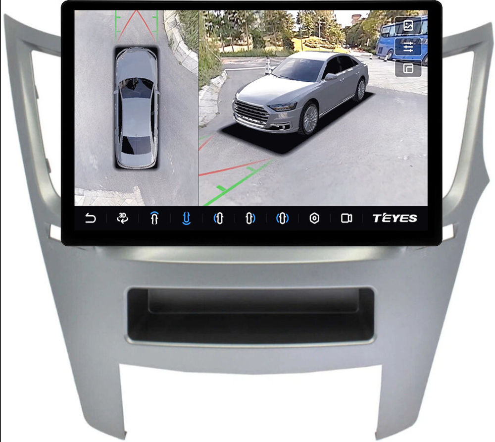 Магнитола для Subaru Legacy 5, Outback 4 2009-2014 (правый руль) - Teyes CC3-2K-360 монитор 13" 2K QLED на Android 10, 6+128Гб, CarPlay, 4G SIM-слот, 4 камеры в комплекте