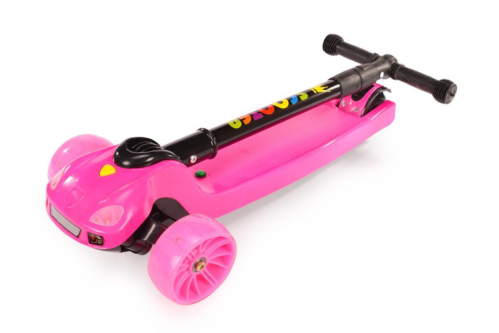 Самокат 3-х колесный, свет, звук, 02С (розовый)