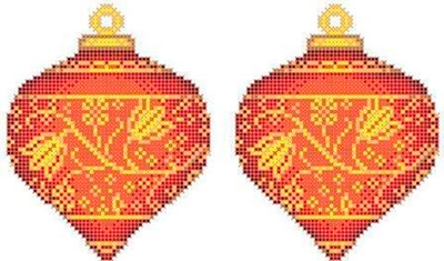 Г-494 Новогодняя игрушка. Красная капля с цветами.