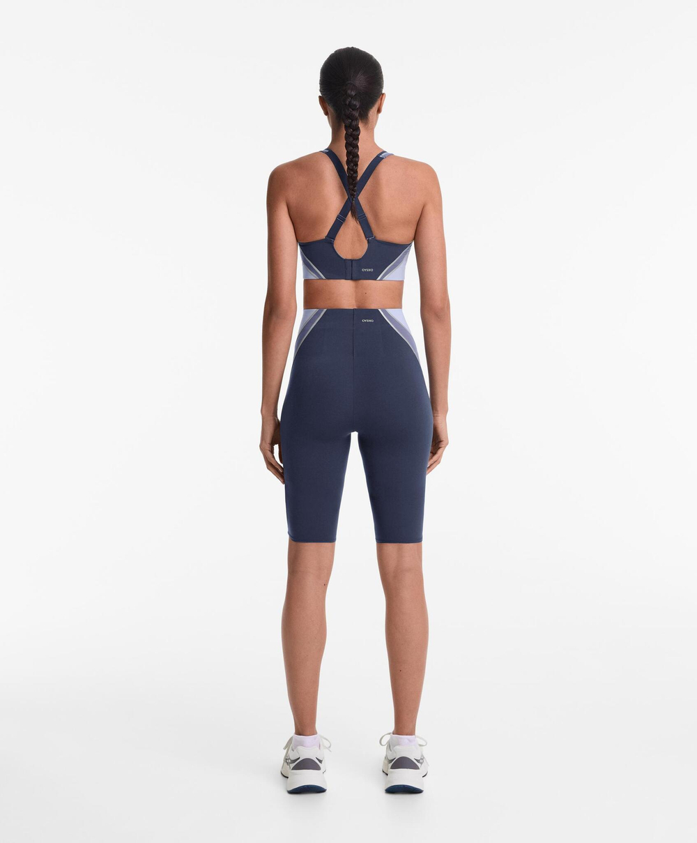 OYSHO Легинсы-велосипедки светоотражающие компрессионные 25 см, синий