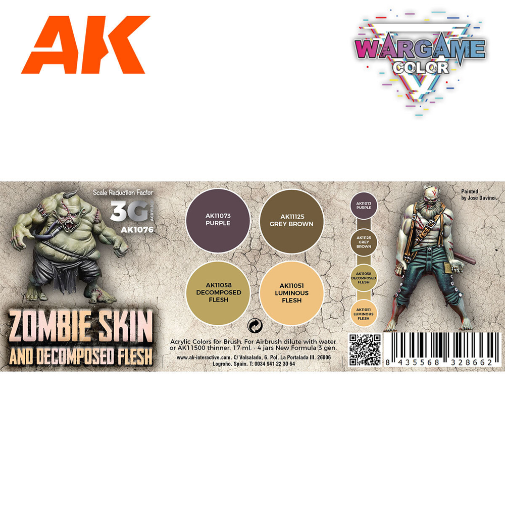 Набор красок AK interactive Wargame Color Set - Zombie Skin