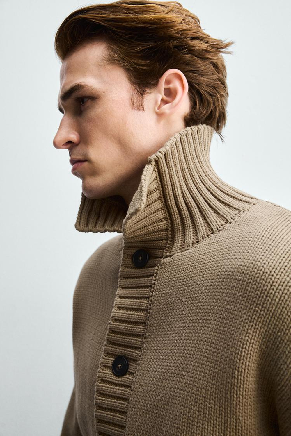 ZARA ВЯЗАНЫЙ КАРДИГАН, РЫЖЕВАТО-КОРИЧНЕВЫЙ