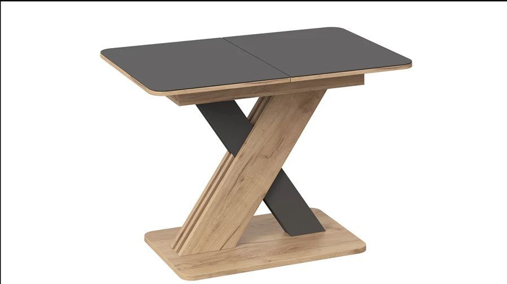 Стол кухонный обеденный раздвижной Ателье Тёмный/Белый/Стекло Серое Матовое, Люксембург, 110,4х70х75,7 см