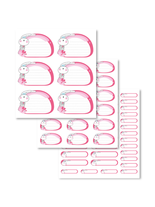 Наклейки для школьных принадлежностей. Зайка