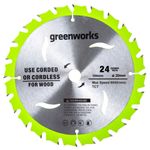 Диск пильный  по дереву для циркулярной пилы Greenworks, Арт. 2943407, 184x20 мм, 24T