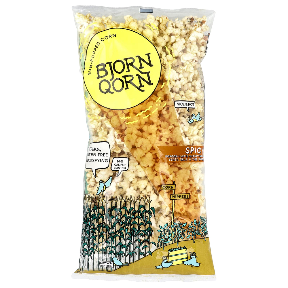 BjornQorn, жареная на солнце кукуруза, пряная, 85 г (3 унции)