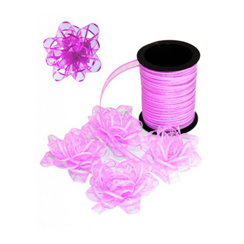Набор Для Упаковки Лента, 1см*10м, 4 Бантика (розовый)