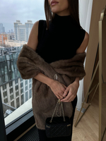 Шарф из эко-меха длинный светло-коричневый