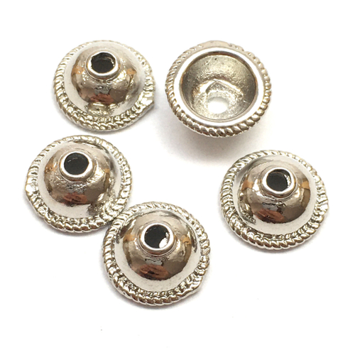 Шапочки-колпачки для бусин 10х4 мм, родий