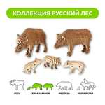 Деревянный конструктор "Семья кабанов" с набором карандашей / 154 детали. Купить деревянный конструктор. Сборная параметрическая модель животного.
