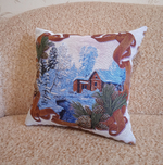 Декоративный гобеленовый чехол для интерьерной подушки Зима 38*38