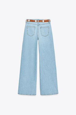 ZARA ДЖИНСЫ Z1975 STRAIGHT С ВЫСОКОЙ ПОСАДКОЙ И ПОЛНОЙ ДЛИНОЙ, ВЫЦВЕТШИЙ СИНИЙ