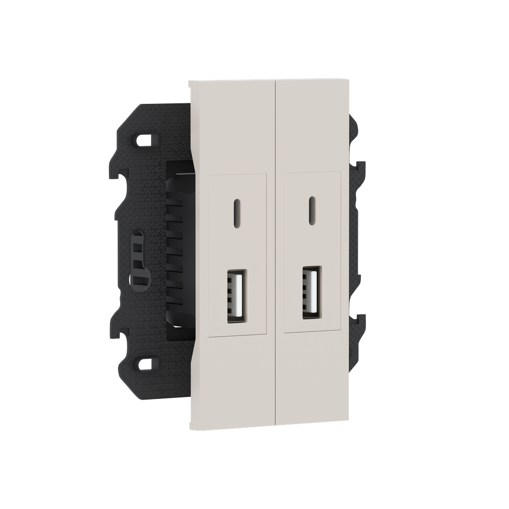 Зарядное устройство USB типа A+C+A+C,  ток до 2x3100мА,  в сборе с суппортом,  цвет песочный матовый