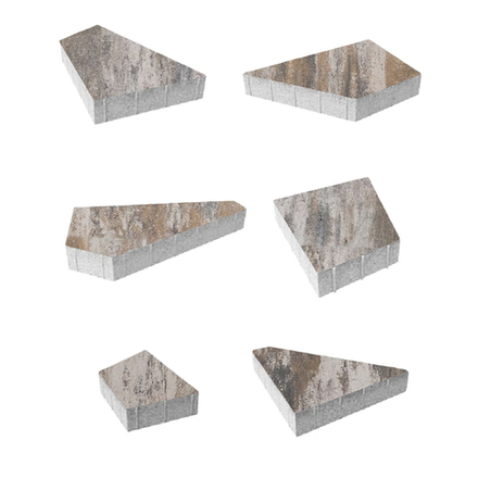 Тротуарная плитка ОРИГАМИ - Листопад гладкий Песчаник, комплект из 6 видов плит