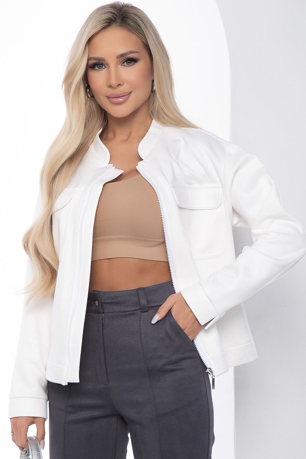 Жакет на молнии Александра (белый) Б8898 LT Collection