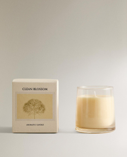 Zara Home Свеча ароматическая Clean Blossom 180 г, растительный воск, аромат цветочный, Розовый