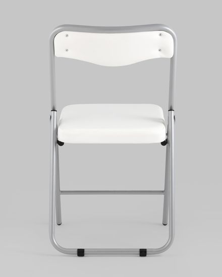 Складной стул Джонни экокожа белый каркас металлик