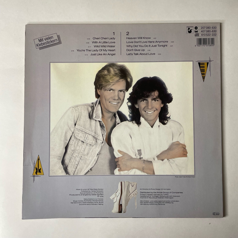 Винтажная виниловая пластинка LP Modern Talking, Let's Talk About Love The 2nd Album (Германия 1985) Cheri Cheri Lady
