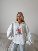 Худи с молнией Cats серый меланж