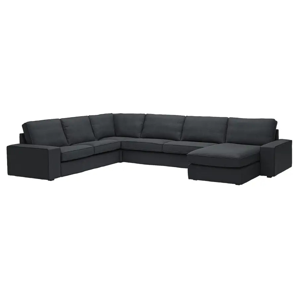 Диван угловой 6-местный с оттоманкой - IKEA KIVIK/КИВИК ИКЕА, черный
