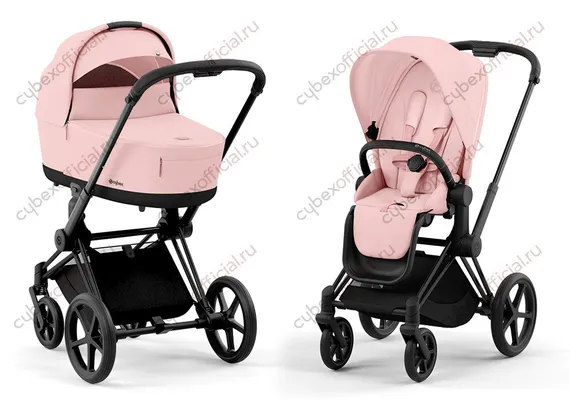 Детская коляска Cybex Priam IV 2 в 1 Peach Pink шасси Matt Black