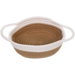 Корзинка плетёная интерьерная с ручками «ТРЕГОРИЯ», цвет бежевый/белый, 19*5см, (лейбл селфи)