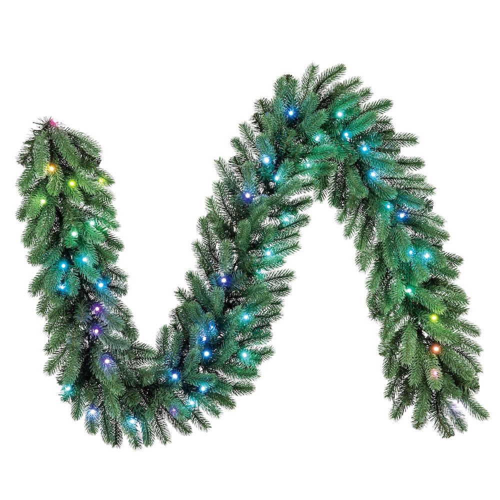 Twinkly Pre-lit Garland Еловая ветвь – 50 RGB диодов, Regal 9ft Garland, зеленый провод, Plug Type C