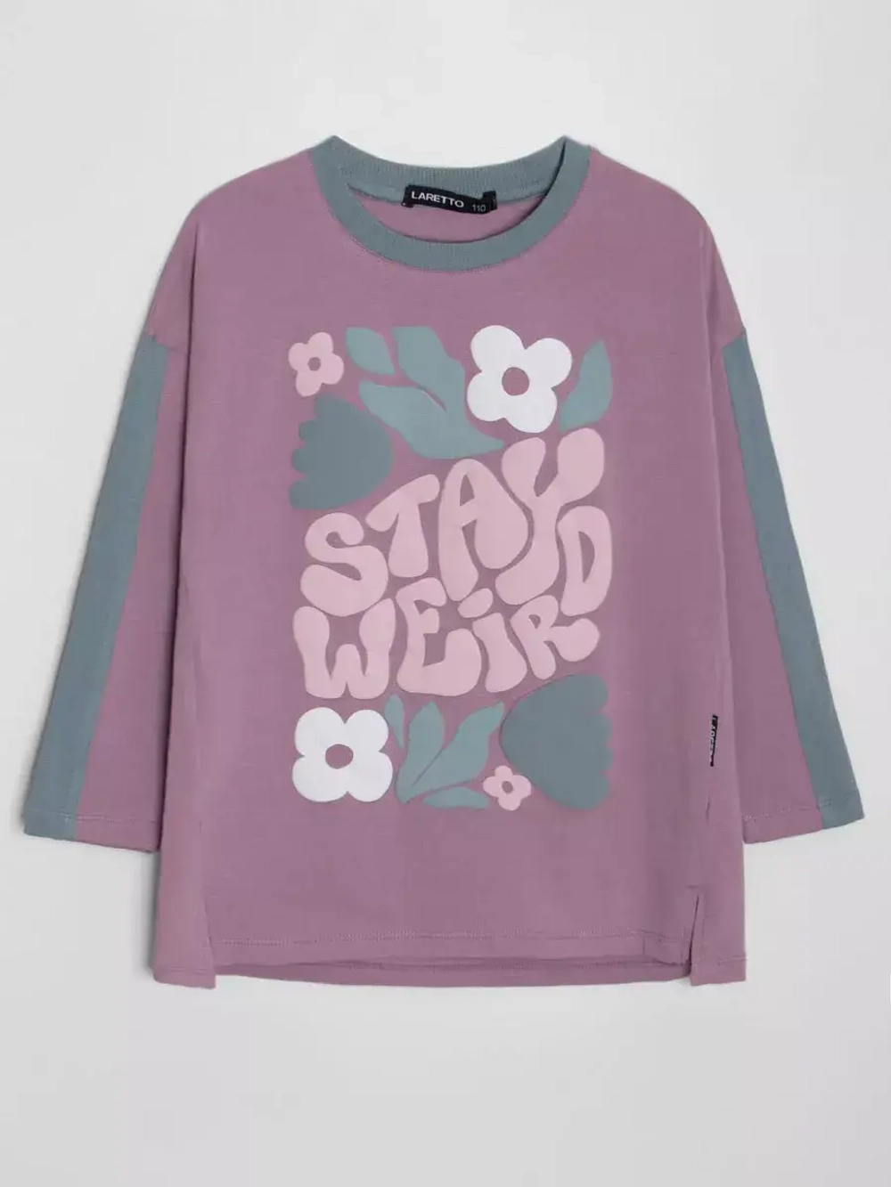 Лонгслив для девочки оверсайз с принтом