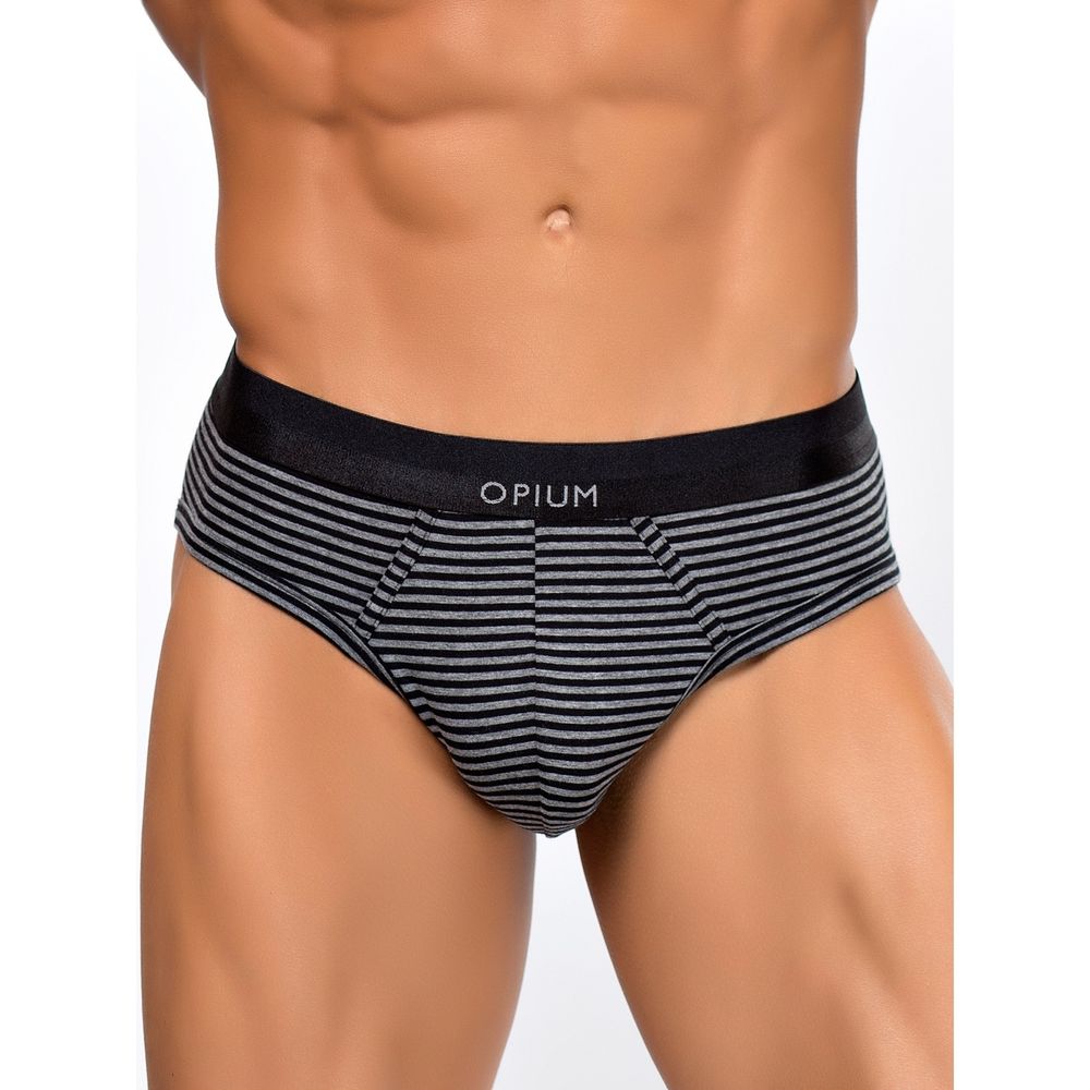 Мужские трусы слипы серые в черную полоску Opium Brief R110