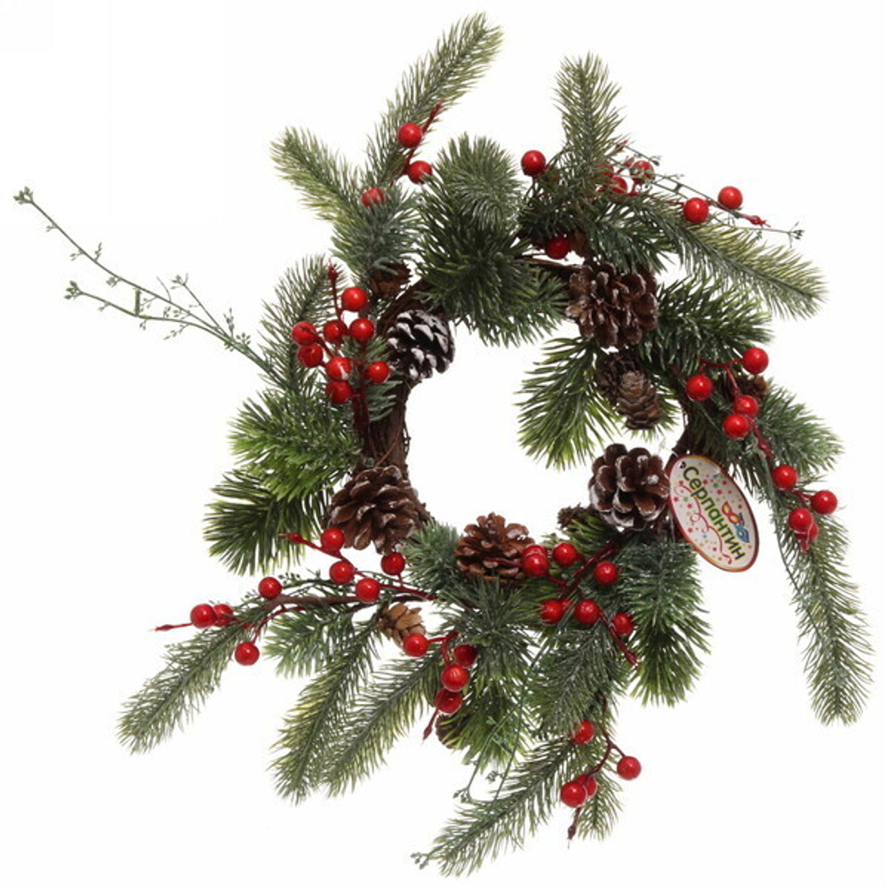 Венок хвойный новогодний «Ягодный Вальс» , 50 см