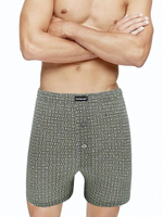 Мужские трусы-боксеры с геометрическим принтом и пуговками (Размер: XL) (Цвет: зеленый)
