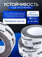 Скотч для пароизоляции и мембран строительный Eurovent UNO Евровент УНО 50мм х 25м Польша