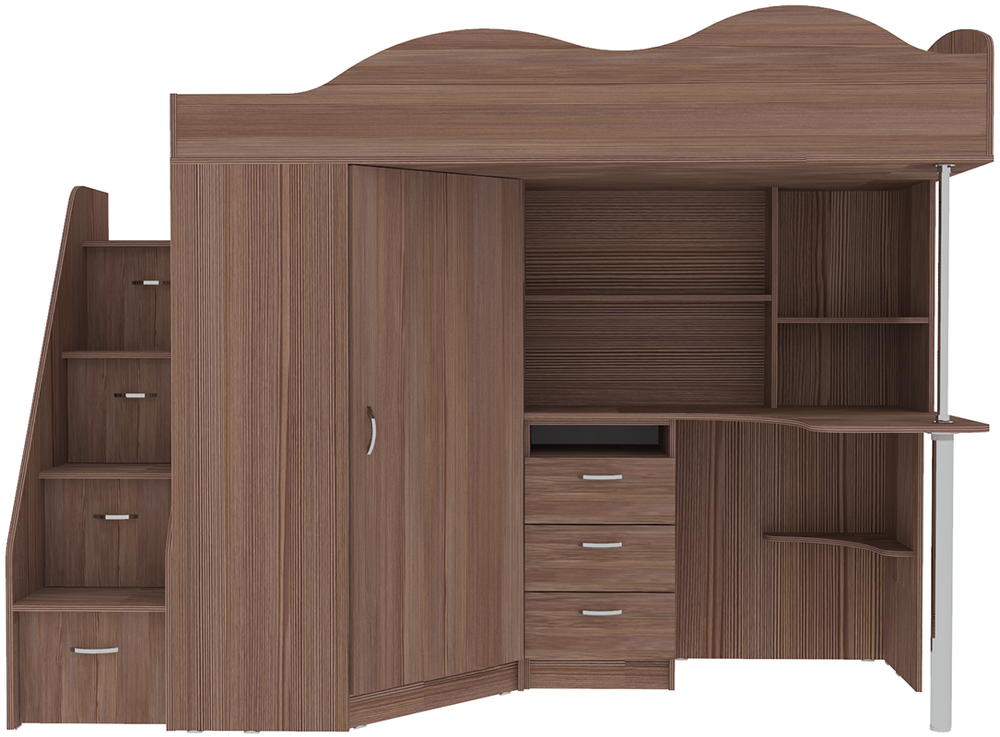 Кровать-чердак КарИВи Пионер Бодего Темный Бодего Темный