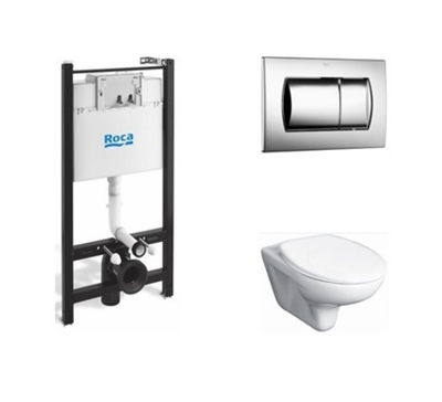 Комплект инсталляции с унитазом Roca MATEO 893100010 с  сиденьем микролифт и клавишей смыва