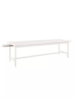 Дизайнерский обеденный стол 220х90х74 см Таула из массива дуба с 2 ящиками, белый