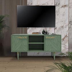 Тумба под ТВ Арт Колор leaves 117см Классик Голд Зеленый нефрит