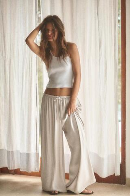 ZARA СВОБОДНЫЕ БРЮКИ ПАЛАЦЦО, КАМЕННО-СЕРЫЙ