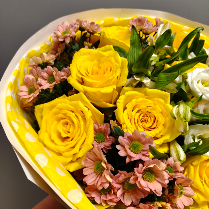 Яркий круглый букет с сантини "Ямайка"