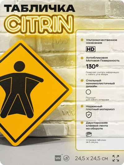 Табличка "Вингсьют" шуточная прикольная табличка на дверь и стену, для офиса и дома, декоративный знак, 24,5х24,5 см, пластиковая, Айдентика Технолоджи