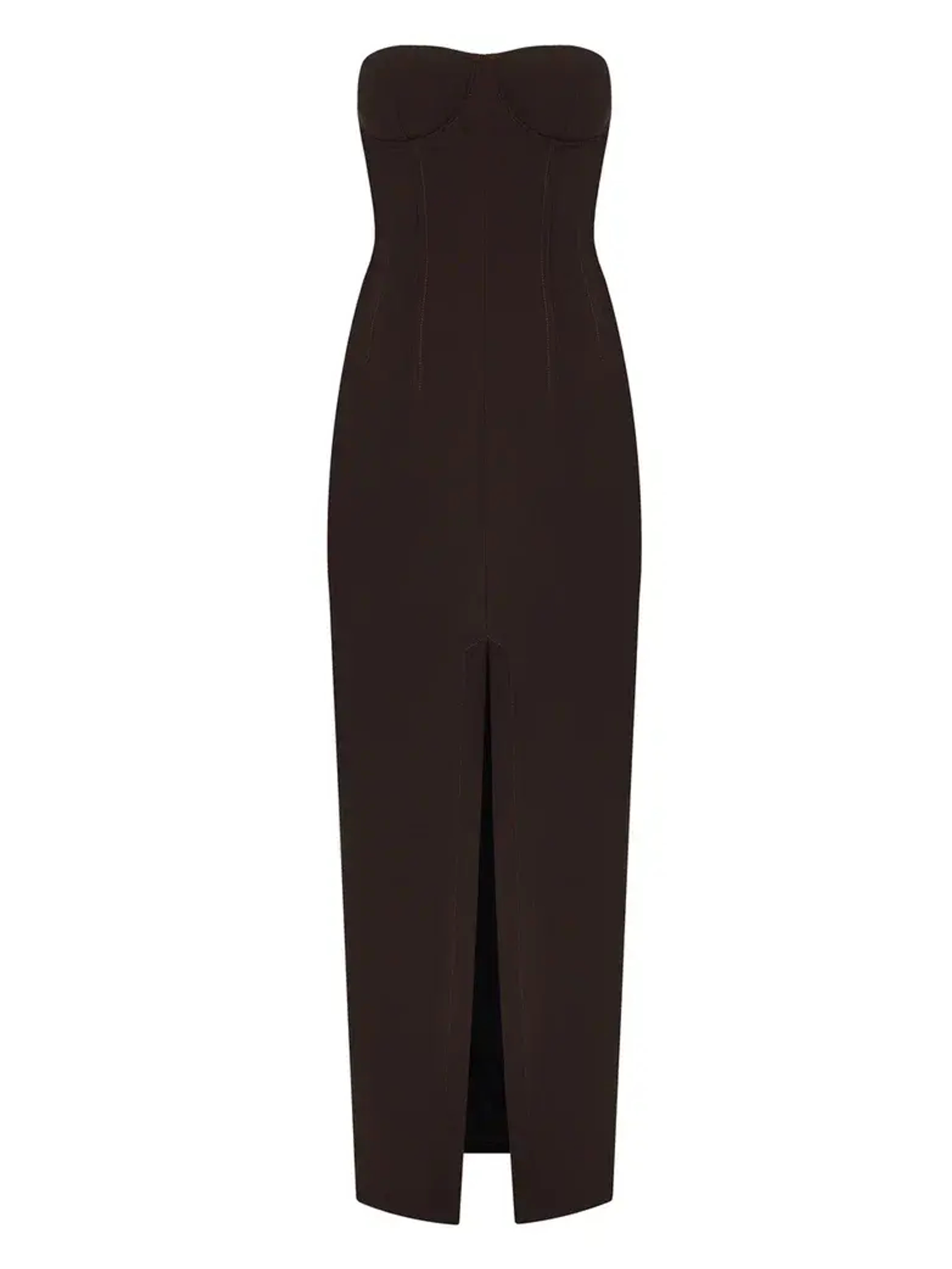 Платье макси корсетное с разрезом спереди